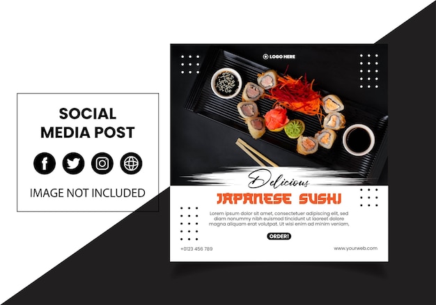 Vector social media post japanese food