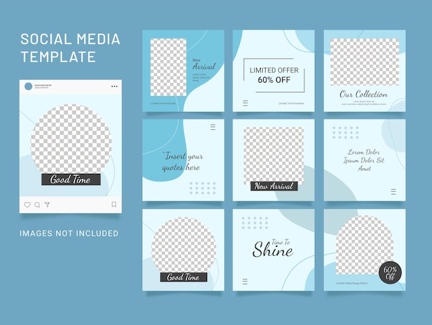 Social media post liquid element template fashion set