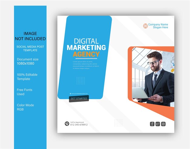 social media post marketing agency design editable template Free vector