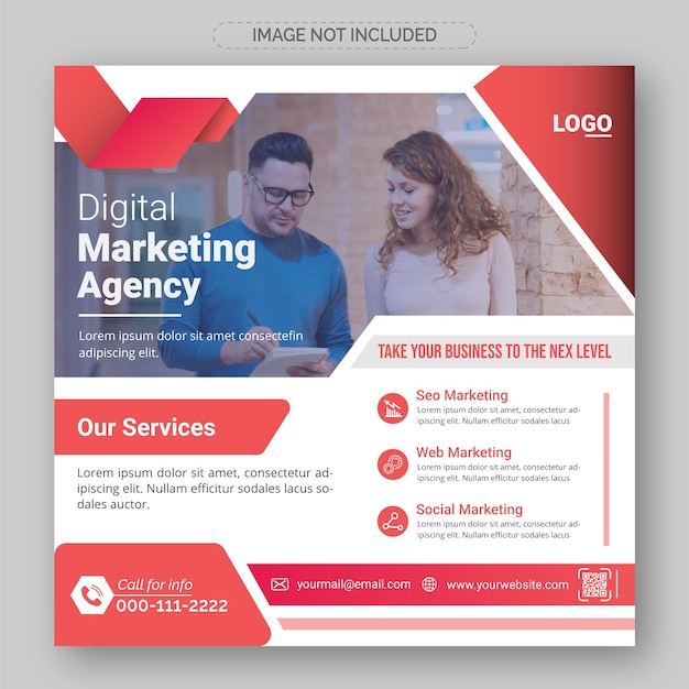 Post sui social media per agenzia di marketing con modello di design moderno ed elegante