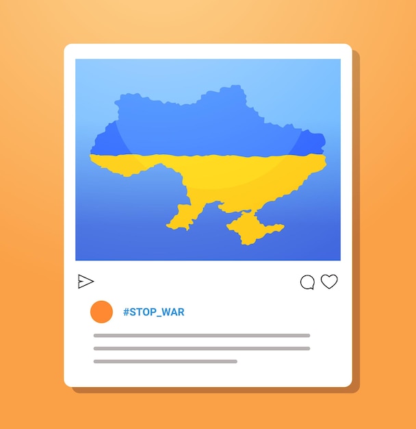 Social media post met oekraïense kaart bid voor vrede in oekraïne, red oekraïne uit rusland stop oorlog concept vectorillustratie