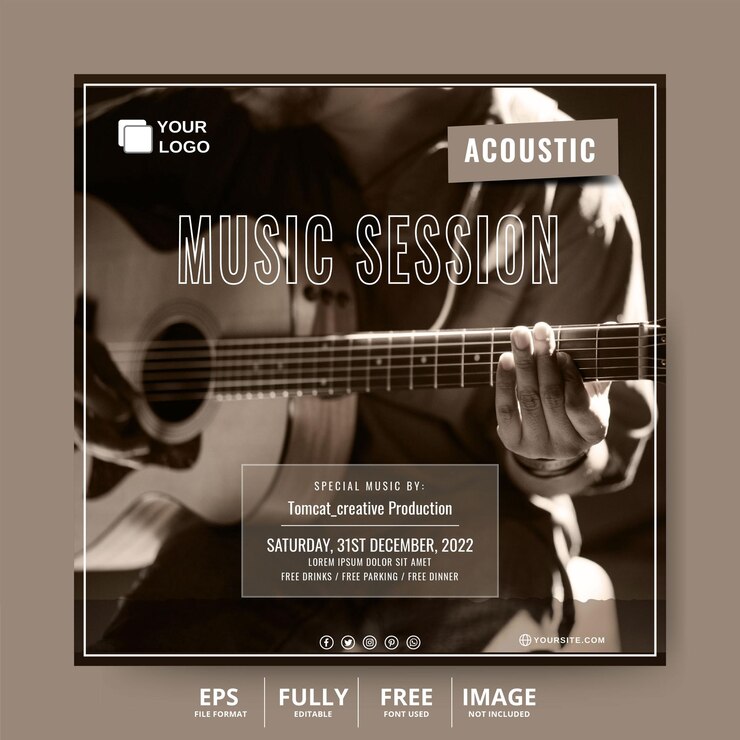 Vector social media post for music concert