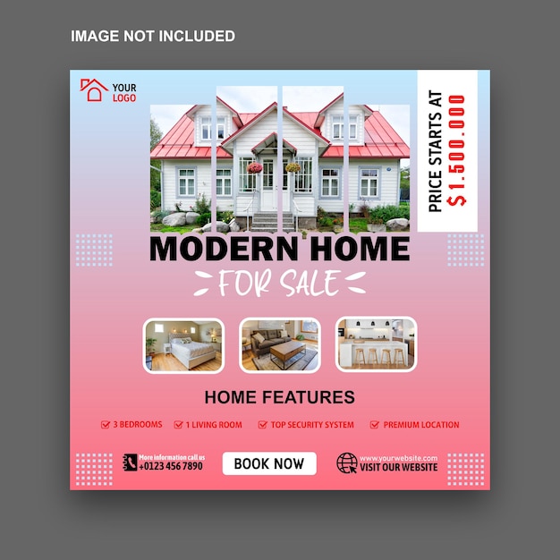 Social media post promotion modern home