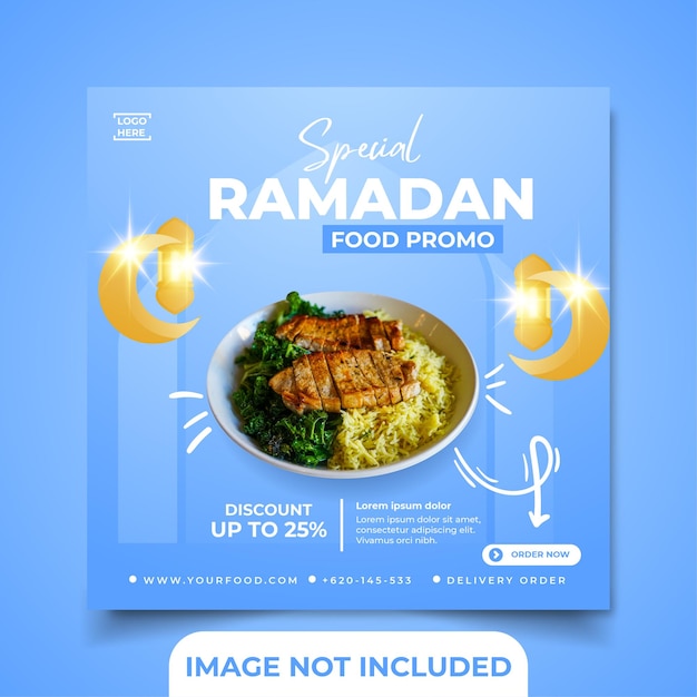 Social media post ramadan food promo vierkante bannersjabloon voor restaurant of heerlijk eten