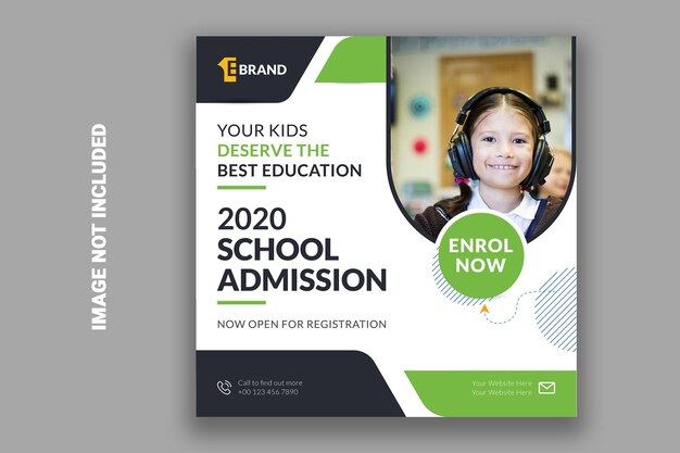 Social media post school toelating web banner sjabloon