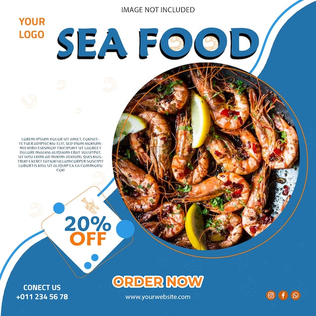 social media post sea food template simple design