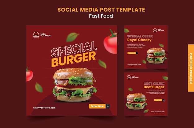 Social Media Post-sjabloon Fast Food-thema