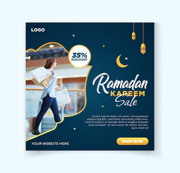 Vector social media post sjabloon voor ramadan kareem verkoop