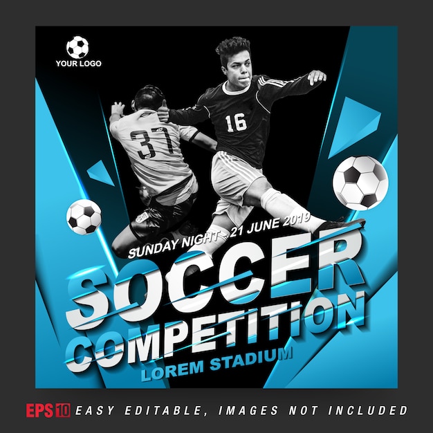 Vector social media post for soccer competition