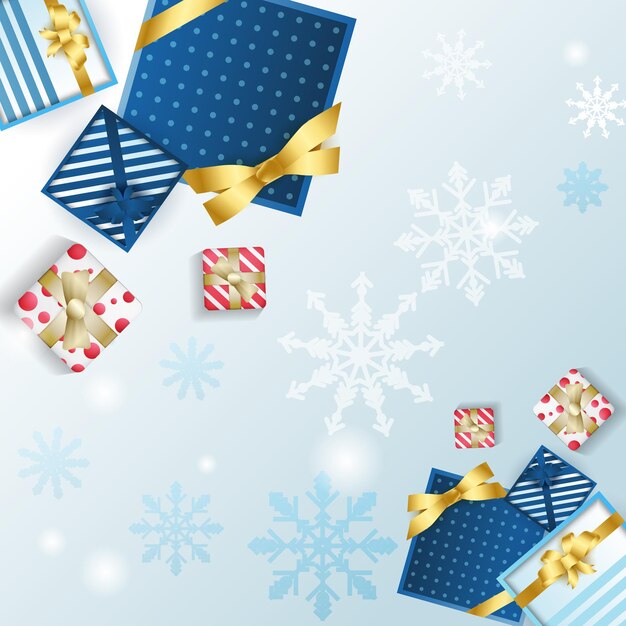 Modello di banner flyer quadrato post social media. priorità bassa dell'insegna di vendita per la vendita dello shopping di capodanno. progetta per il negozio online web o l'offerta promozionale del negozio. striscione blu del nuovo anno 2022 con la neve