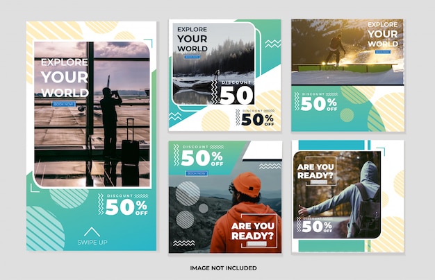 Social media post and stories templates travel banner