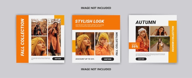 秋のファッションセールのソーシャルメディア投稿テンプレート