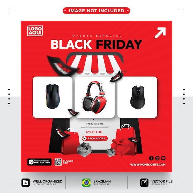 social media post template for black friday discount product promotion