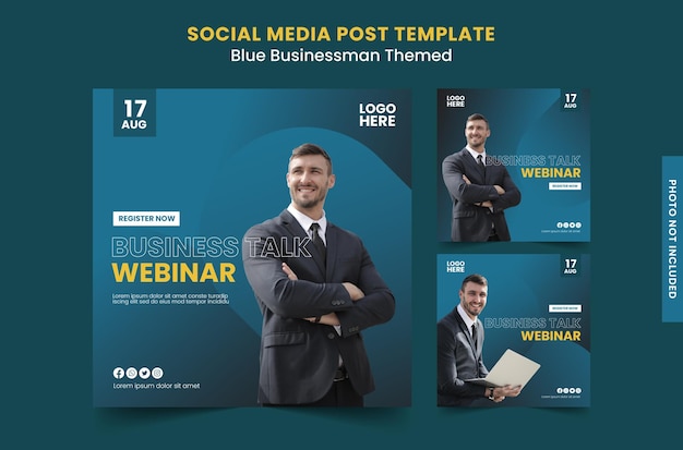 Social Media Post Template Blauw Zakenman Thema