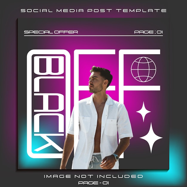 social media post template brutalism black theme page 01