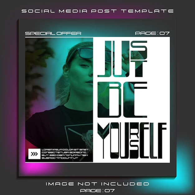 social media post template brutalism black theme page 07