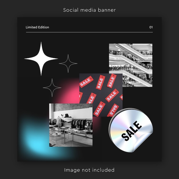 Social media post template brutalism black theme