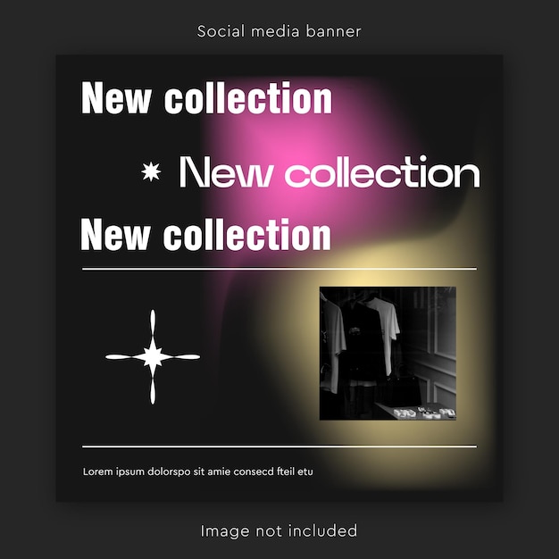 Social media post template brutalism black theme