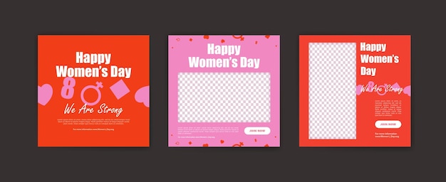 Шаблон сообщения в социальных сетях для празднования счастливого женского дня