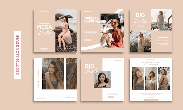 Vettore social media post template collection instagram fashion beautiful
