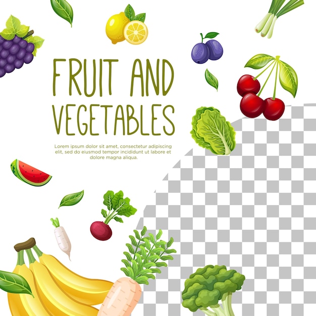 Vector social media post template design for fruit and vegetarian food