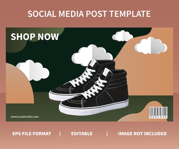 Social media post template design minimalist design papper cut design style