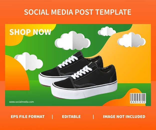 Social media post template design minimalist design papper cut design style