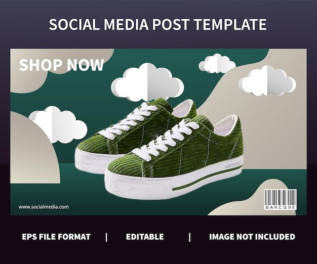 Social media post template design minimalist design papper cut design style