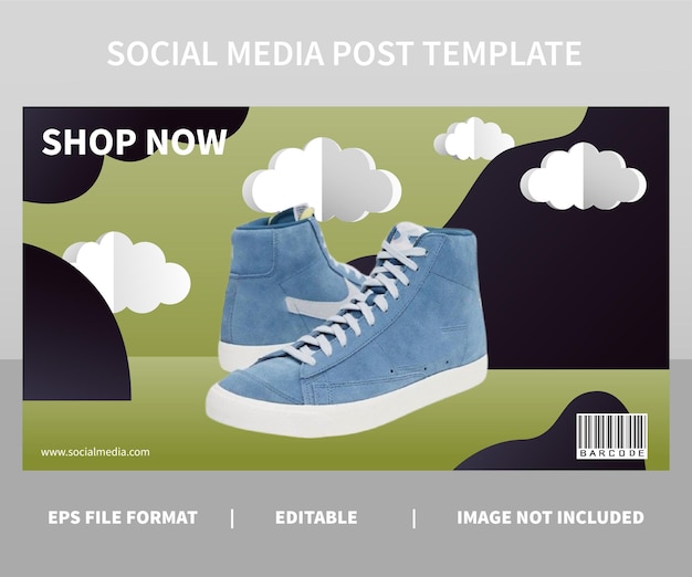 Social media post template design minimalist design papper cut design style