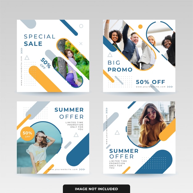 Vector social media post template design pack