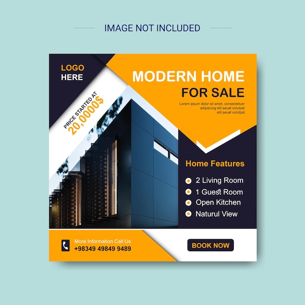 Social media post template design for real estate house sale and home rent