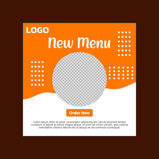 social media post template design a white and orange new menu template with a call to action