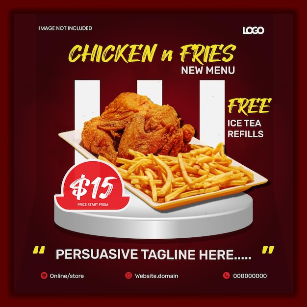 Social media post template fast food restaurant design product menu