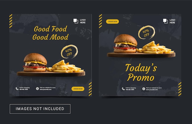Vector social media post template for food culinary