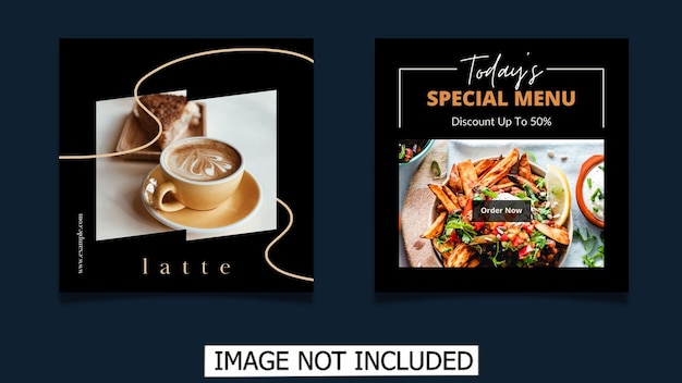 Social media post template for food menu promotion banner