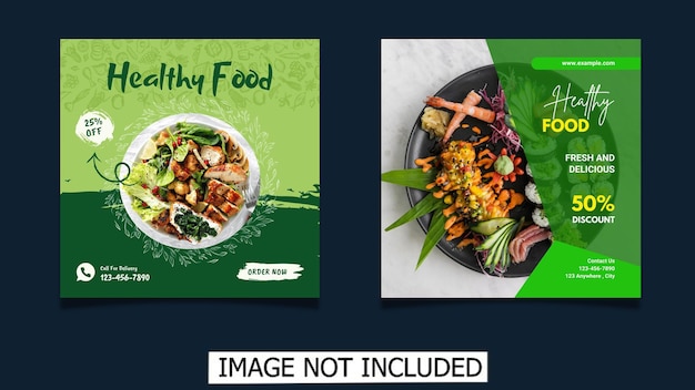 Шаблон сообщения в социальных сетях для рекламного баннера меню еды
