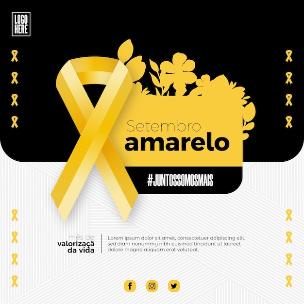 ポルトガル語の setembro amarelo のソーシャル メディア投稿テンプレート