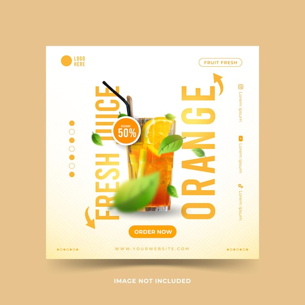 Vector social media post template fresh fruit juice minimalist