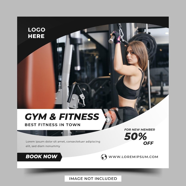 Social media post template for gym fitness and workout promotion