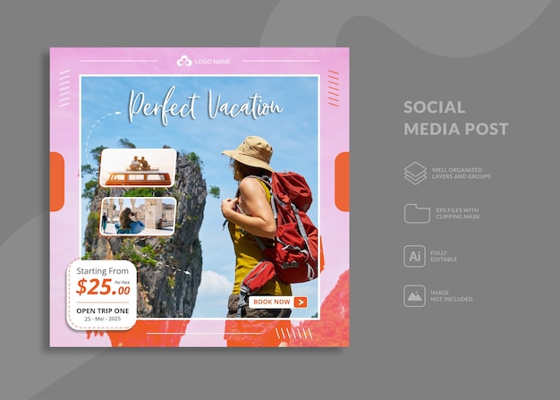 social media post template holiday