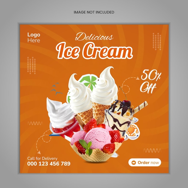 Social media post template for ice cream