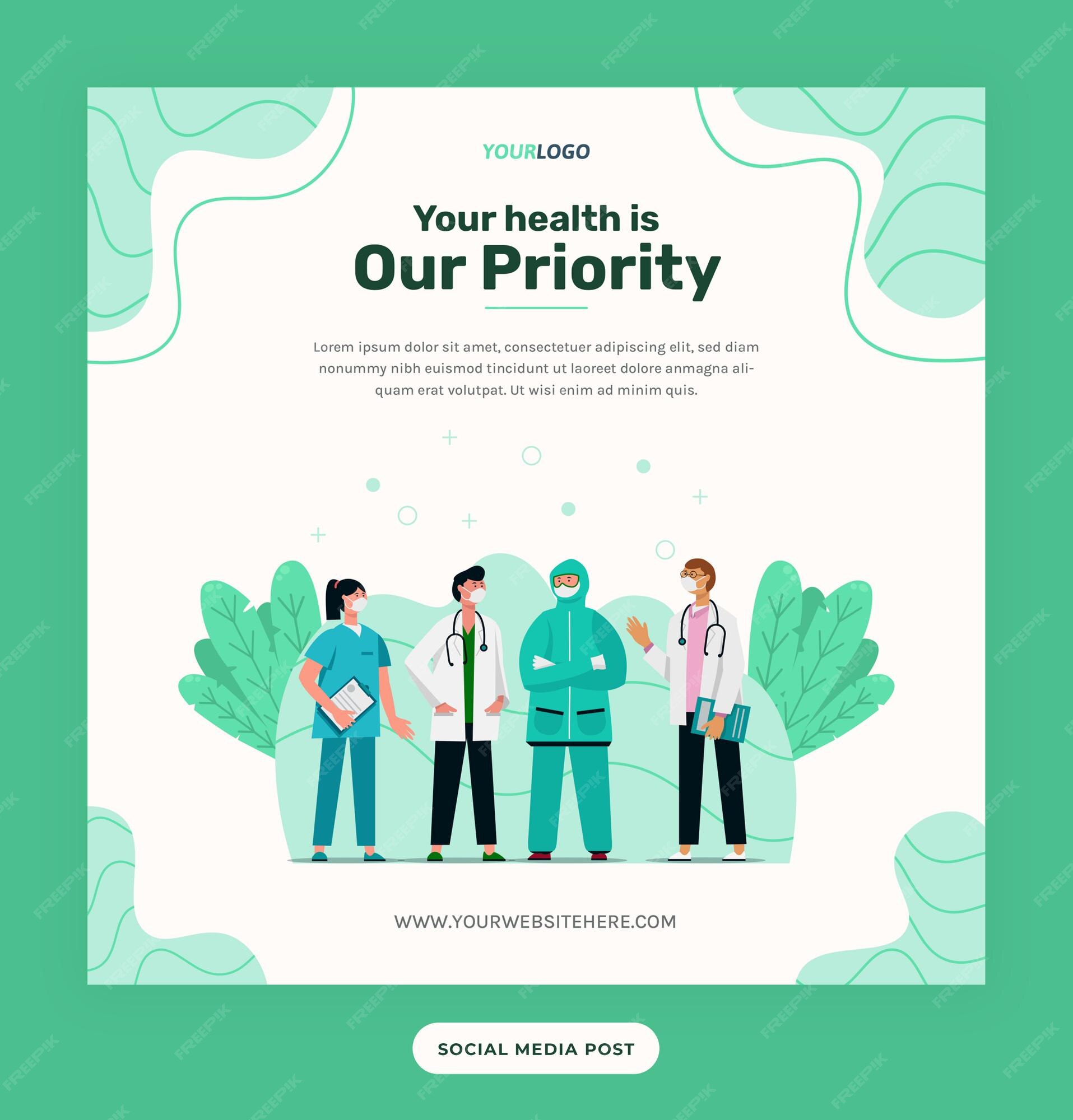 Premium Vector | Social media post template, illustration character with  the medical outfit can be used for print, infographic, presentation