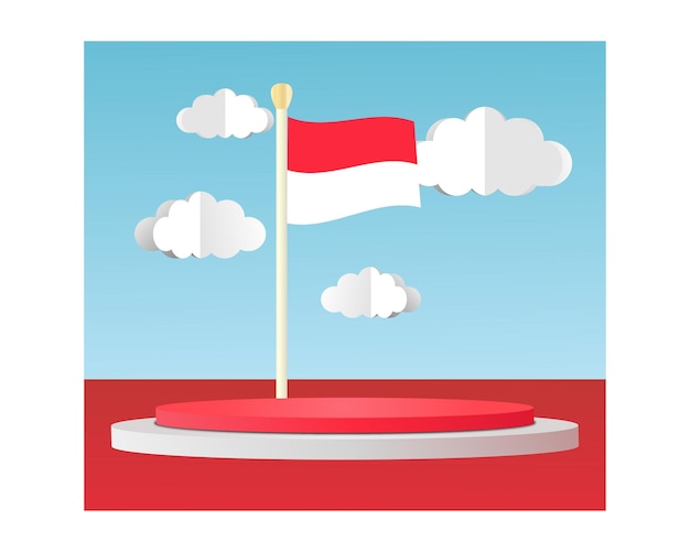 Social media post template independence day indonesia