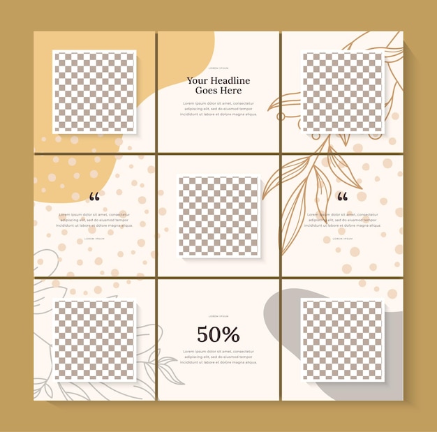 Social Media Post Template, Instagram Puzzle Template Vector