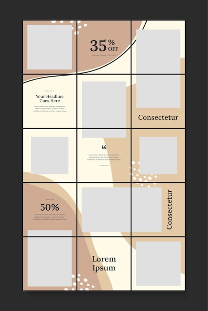 Modello di post sui social media, modello di puzzle di instagram.