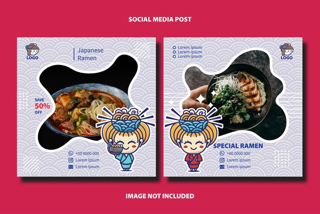 Шаблон поста в социальных сетях японская еда