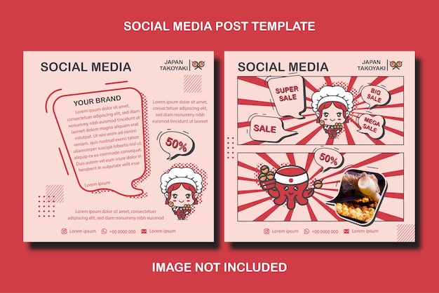 Vector social media post template japanese food