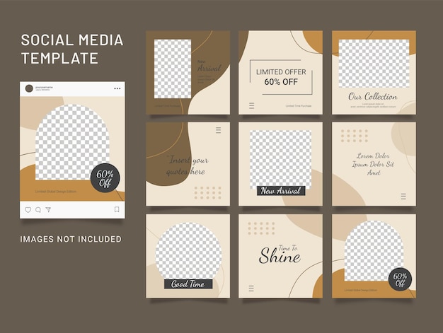 Social media post template liquid element fashion set