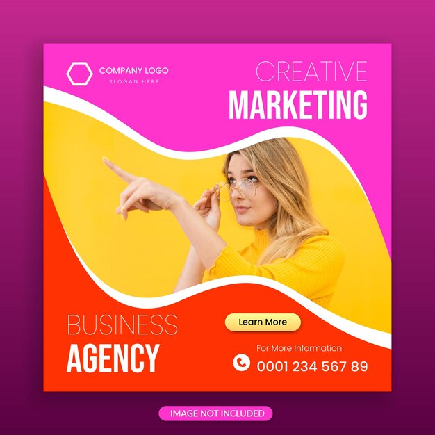 Vector social media post template for marketing agency