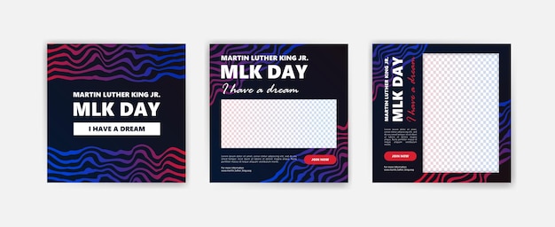 Vector social media post template for martin luther king jr day